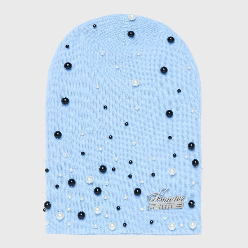 Homme Femme Pearl Beanie In Baby Blue