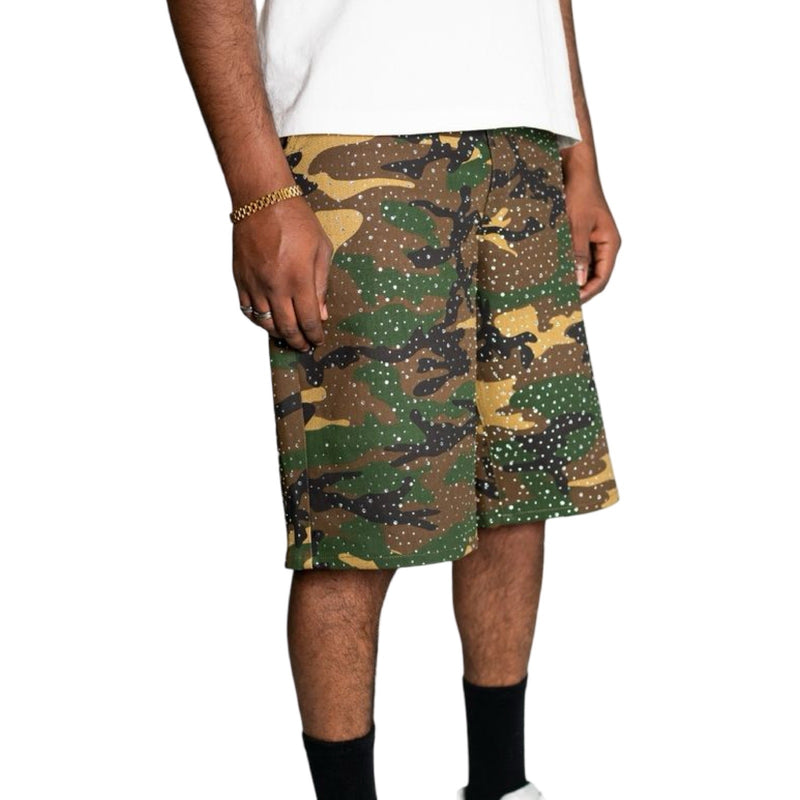 Golden “Jorts” Camo Diamonds Denim Shorts