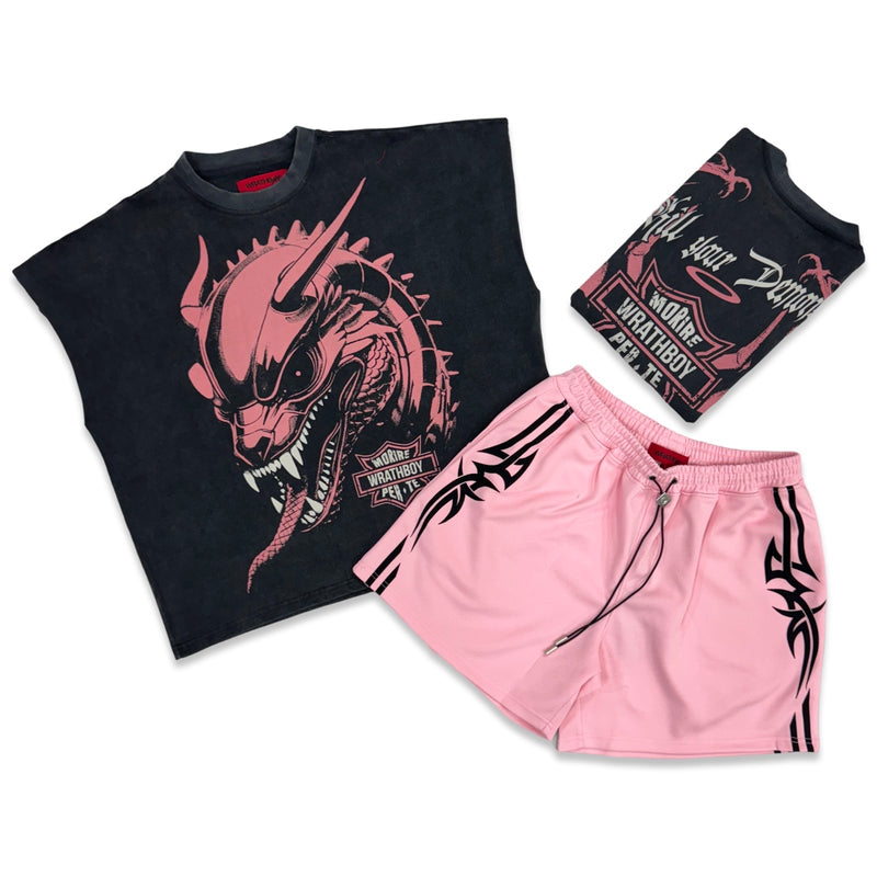 Wrathboy “Your Demons” Pink Oversized Short Set