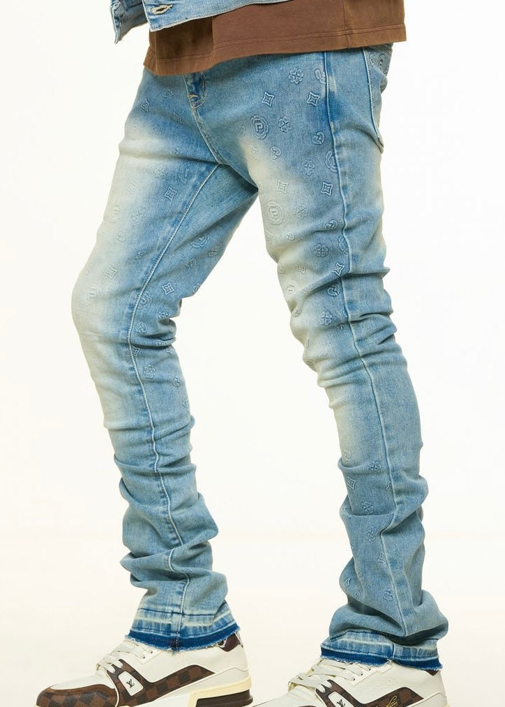 Pheelings “New Emotions” Embossed Flare Stack Jean