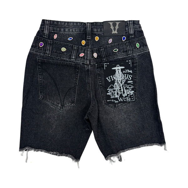 Vicious “Pearls” Black Wash Shorts