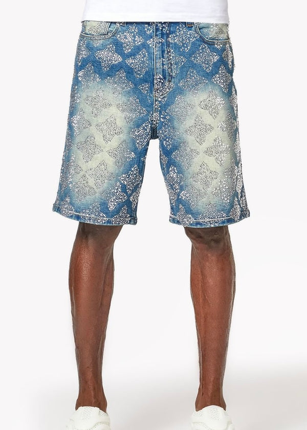 Guapi Vintage Blue Embellished Denim Shorts