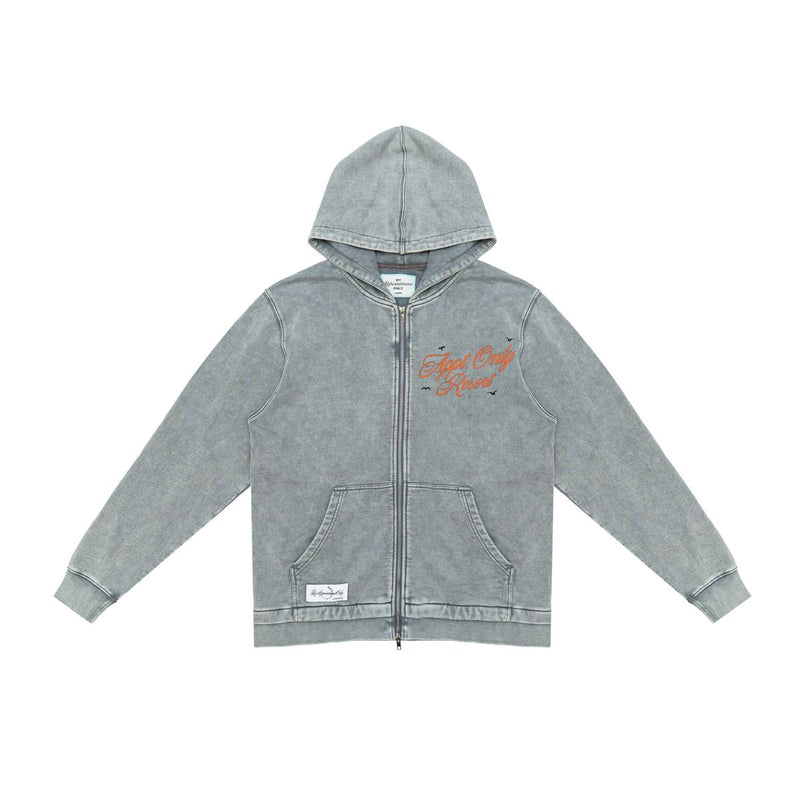 By Appt Only “Resort” Washed Grey Zip Hoodie