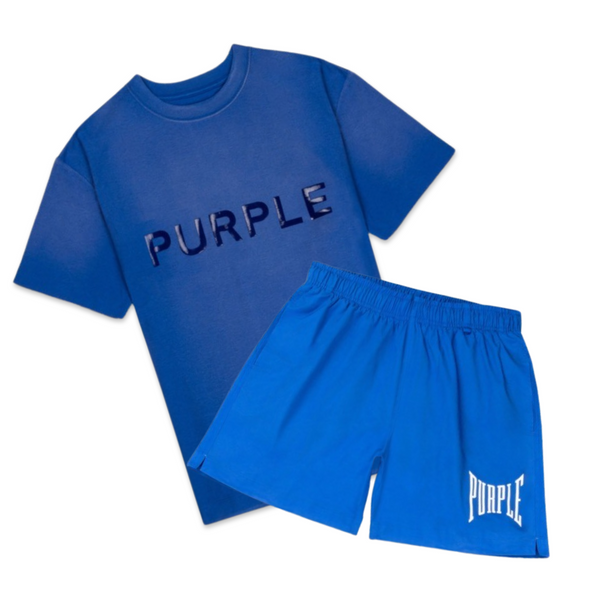 Purple Brand Blue Nylon Short Set
