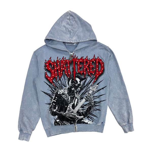 Shattered Hearts “Rockstar Studded” Gray Hoodie