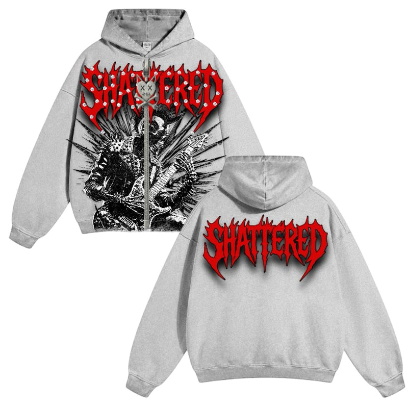 Shattered Hearts “Rockstar Studded” Gray Hoodie