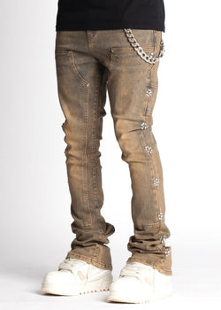 Guapi Copper Embellished Stacked Jeans