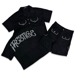 Prestige Black Rhinestone Short Set