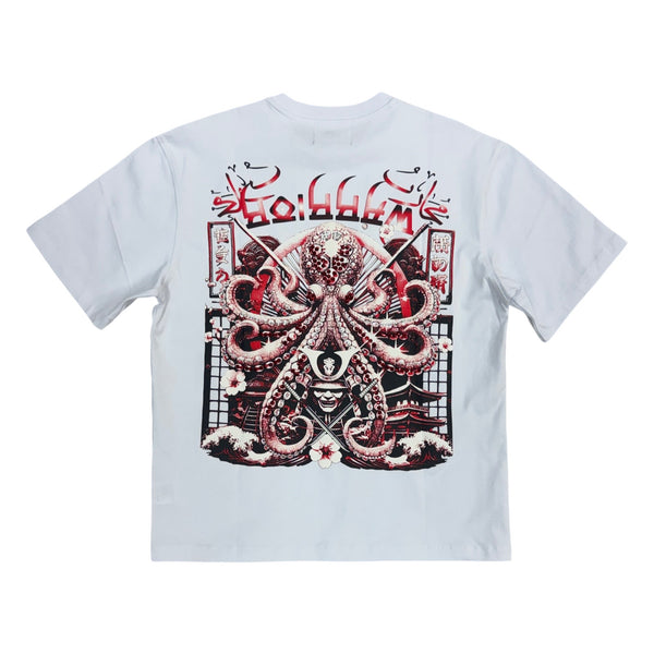 Denim City “Warriors” White/Red Stones Tee