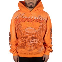 Howlers Club Wolf Skull Orange Zip Hoodie