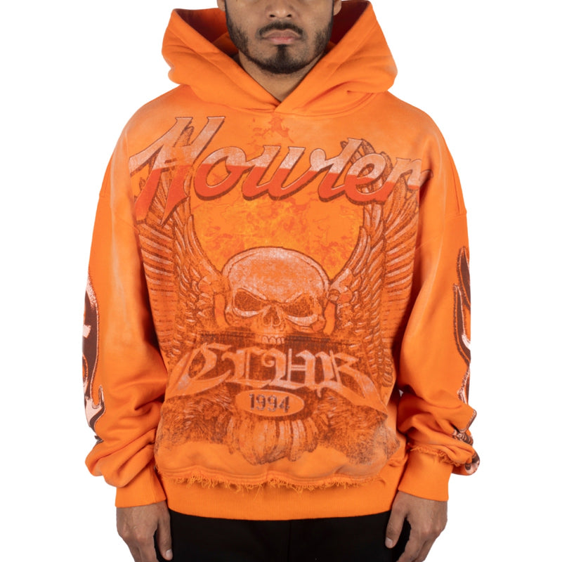 Howlers Club Wolf Skull Orange Zip Hoodie