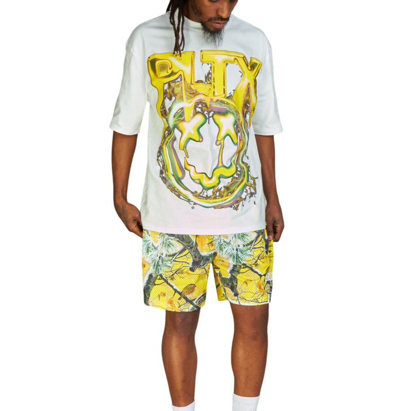 PLTKS Graphic Tee Yellow Mesh Short Set