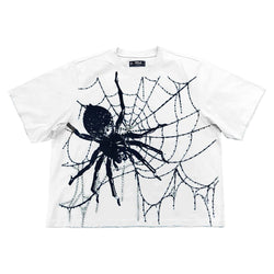 Preme “Web” Cropped Stones White Tee