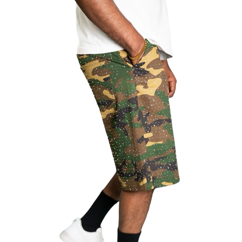 Golden “Jorts” Camo Diamonds Denim Shorts