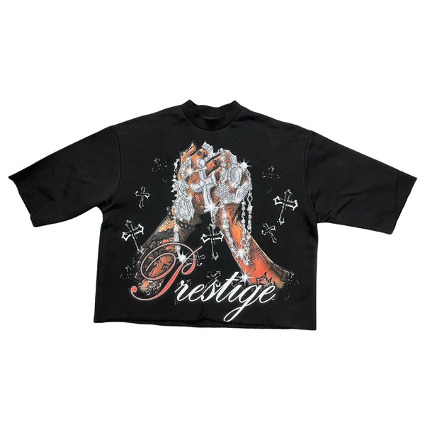 Prestige “Chains” Black Oversized Cropped Tee