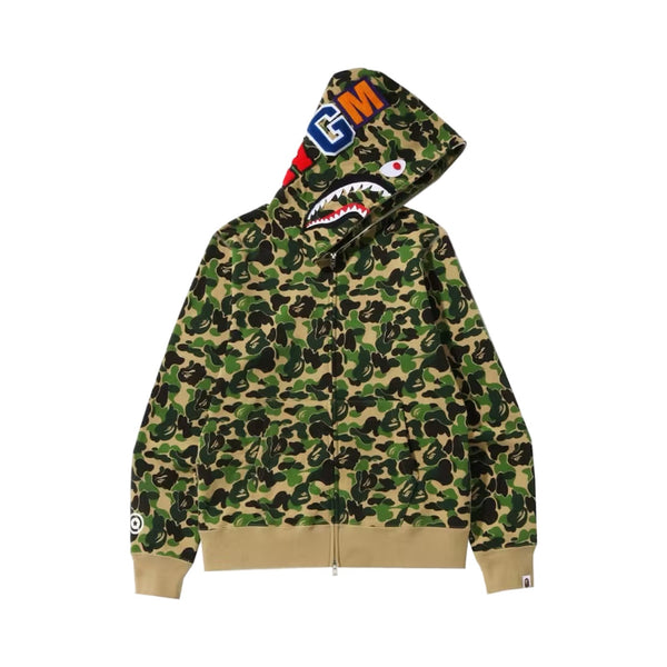 BAPE ABC Green Camo Shark Full Zip Up Hoodie