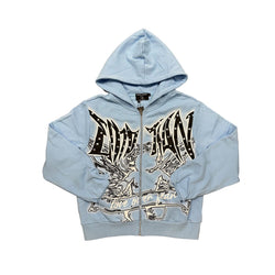 Mixed Emotion “Graffiti” Blue Zipper Hoodie