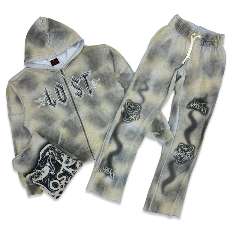 Lost Intricacy Grey Faded Jogging Set