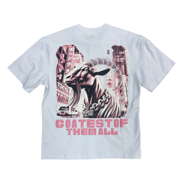Denim City “Goat” White/Pink Stones Tee