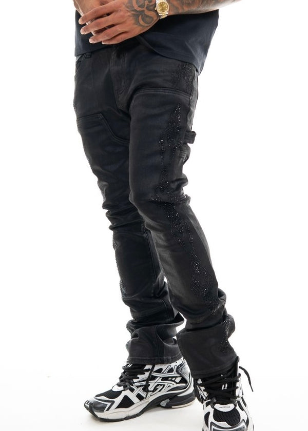 Vicious “Embellished Wax” Coated Jeans