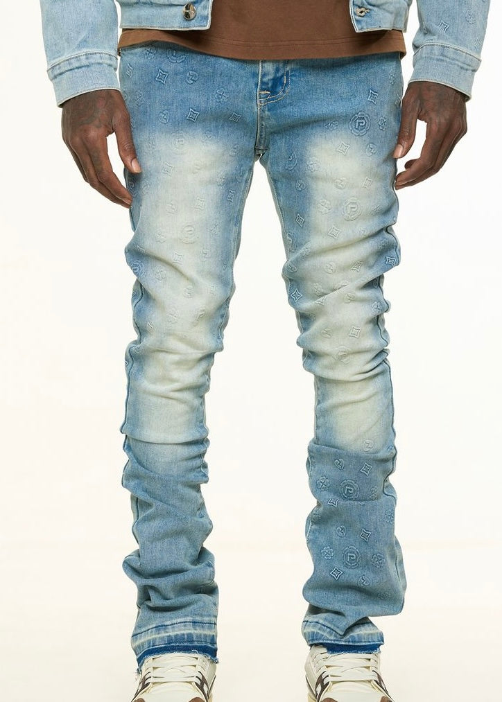 Pheelings “New Emotions” Embossed Flare Stack Jean