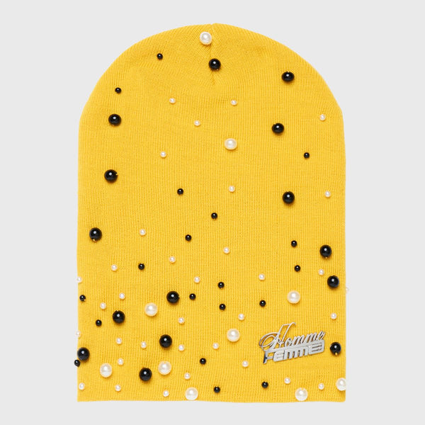 Homme Femme Pearl Beanie In Yellow