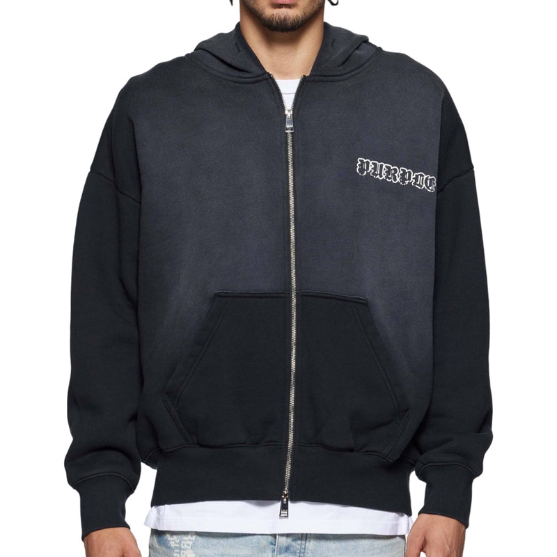 Purple Brand Black Zip Front Hoodie