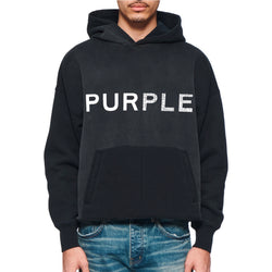 Purple Brand Black Fleece Cut Off Hoodie