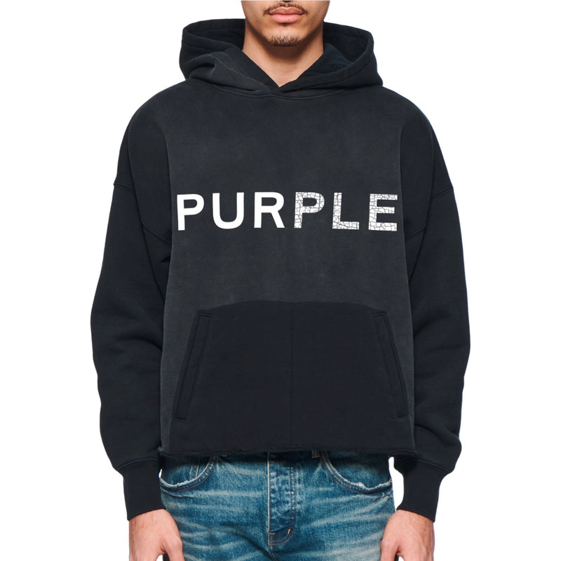 Purple Brand Black Fleece Cut Off Hoodie