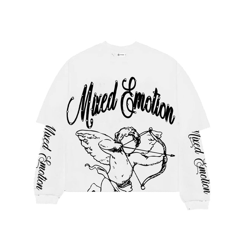 Mixed Emotion “Blur” White Thermal L/S Tee