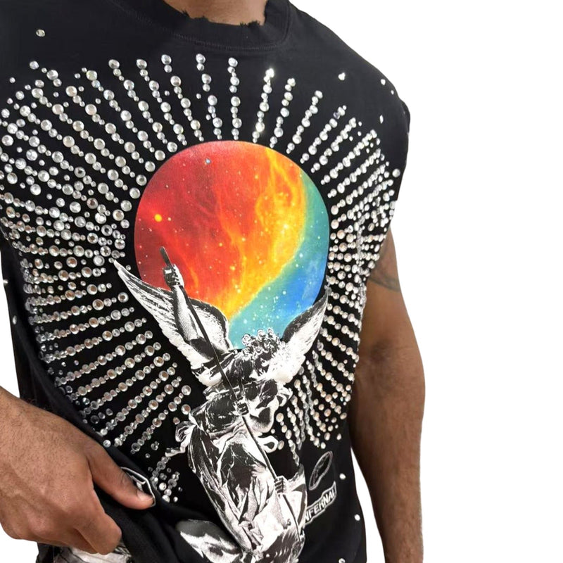 Preme “Galaxy” Cut Off Stones Black Tee