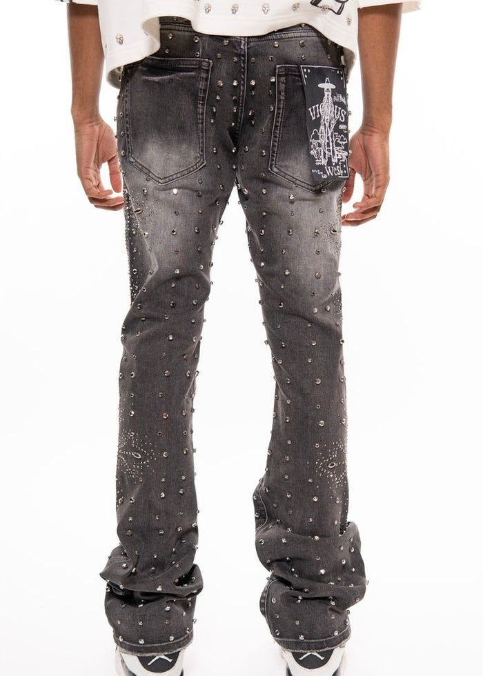 Vicious “Embellished Rhinestone” Flare Grey Jeans – Era Clothing Store
