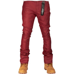 PLTKS Wreath Waxed Burgundy Stacked Jeans