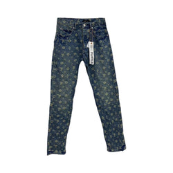 Purple Brand Indigo Monogram Jacquard Jeans