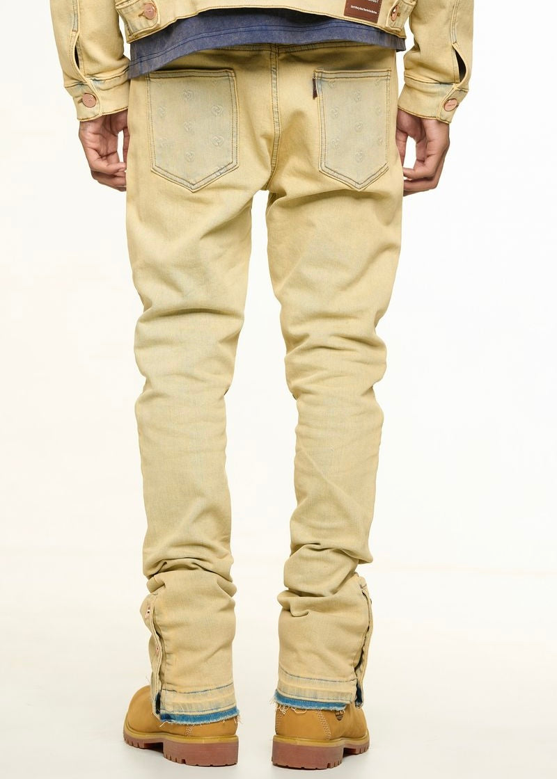 Pheelings “Mending Hearts” Embossed Flare Stack Jeans