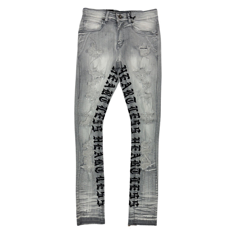 Focus Grey Heartless Letter Jeans (3669)