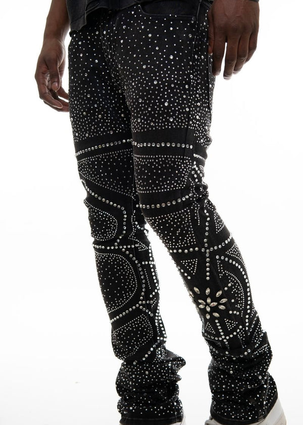 Vicious “Embellished Rhinestone” Black Flare Jeans