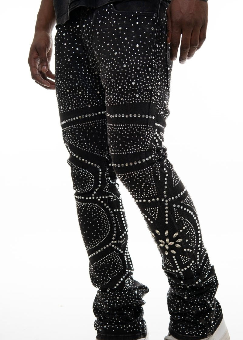 Vicious “Embellished Rhinestone” Black Flare Jeans