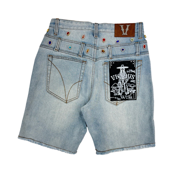 Vicious “Pearls” Indigo Blue Shorts