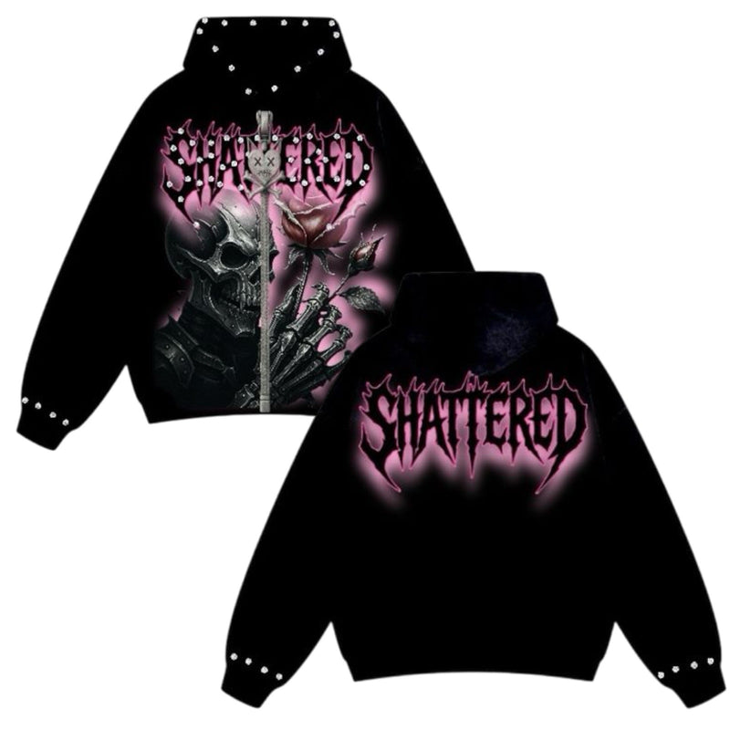Shattered Hearts “Shiny Roses” Black Hoodie