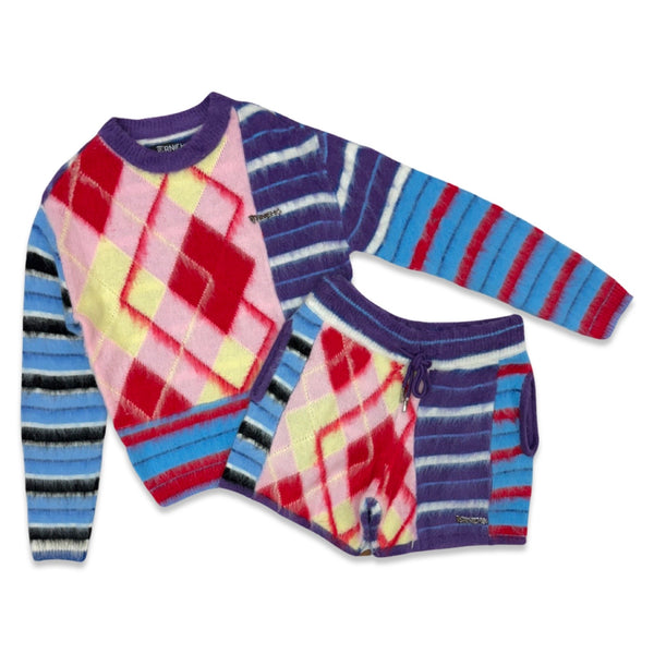 TRNCHS Purple Mohair Sweater Short Set