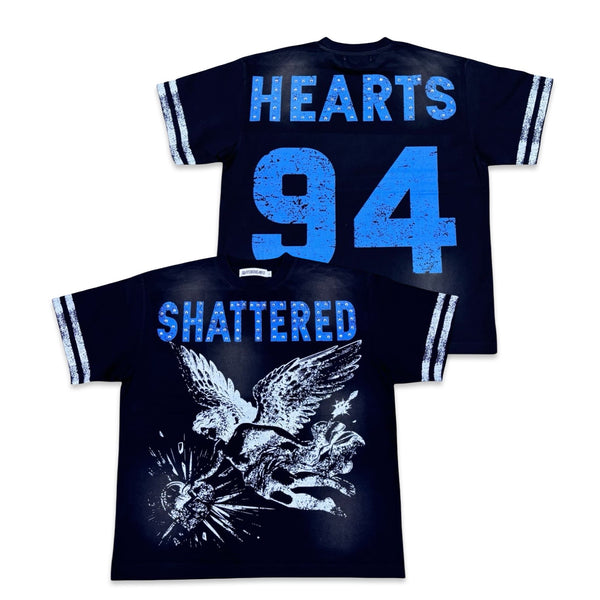 Shattered Hearts “Studded Angel” Black/Blue Tee