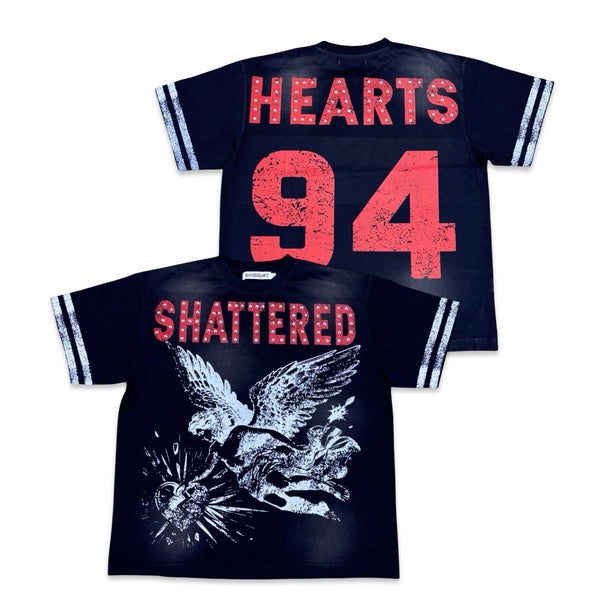 Shattered Hearts “Studded Angel” Black/Red Tee