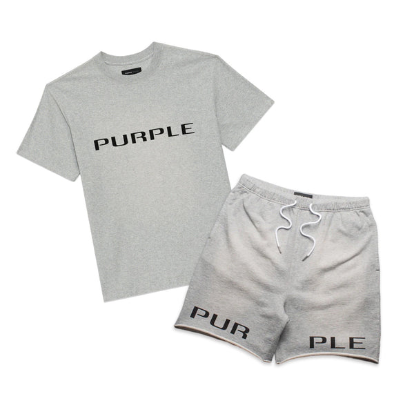 Purple Brand Grey Fleece Short Set