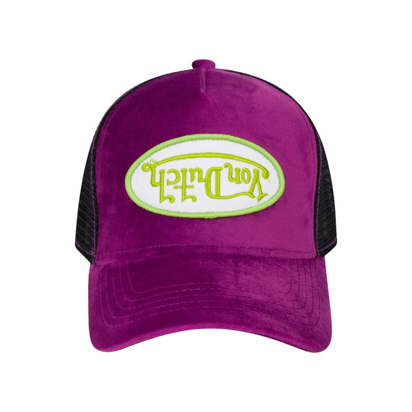 Von Dutch Patch Logo Purple Trucker Hat