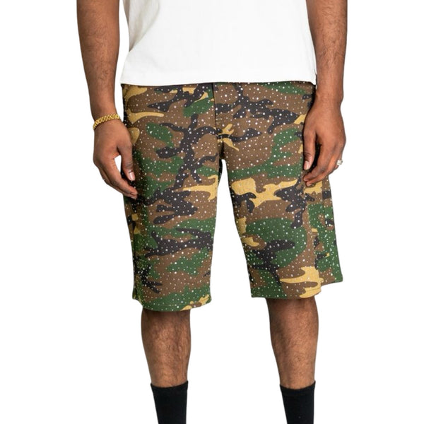Golden “Jorts” Camo Diamonds Denim Shorts