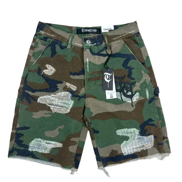 TRNCHS “Jeneen” Camo Denim Shorts