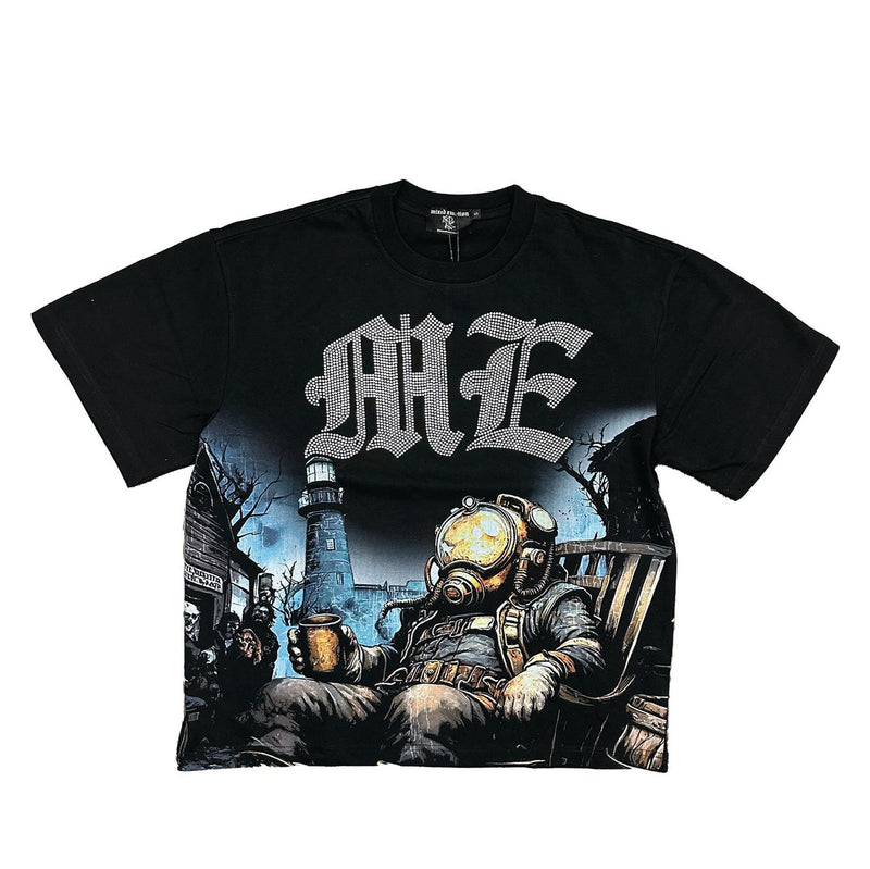 Mixed Emotion “Astronaut Rhinestone” Black Tee