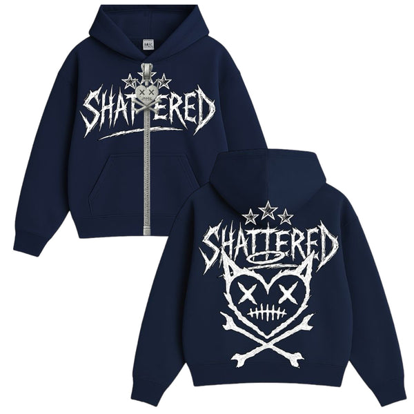 Shattered Hearts “Head” French Blue Hoodie