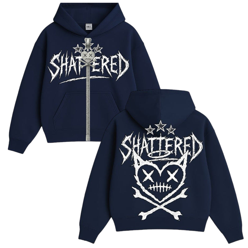 Shattered Hearts “Head” French Blue Hoodie